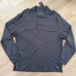 NWT Kenneth Roberts Platinum Long Sleeve Gray Polo Shirt 100% cotton XL
